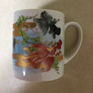 Coffee Mug with Goldfishes Drawing